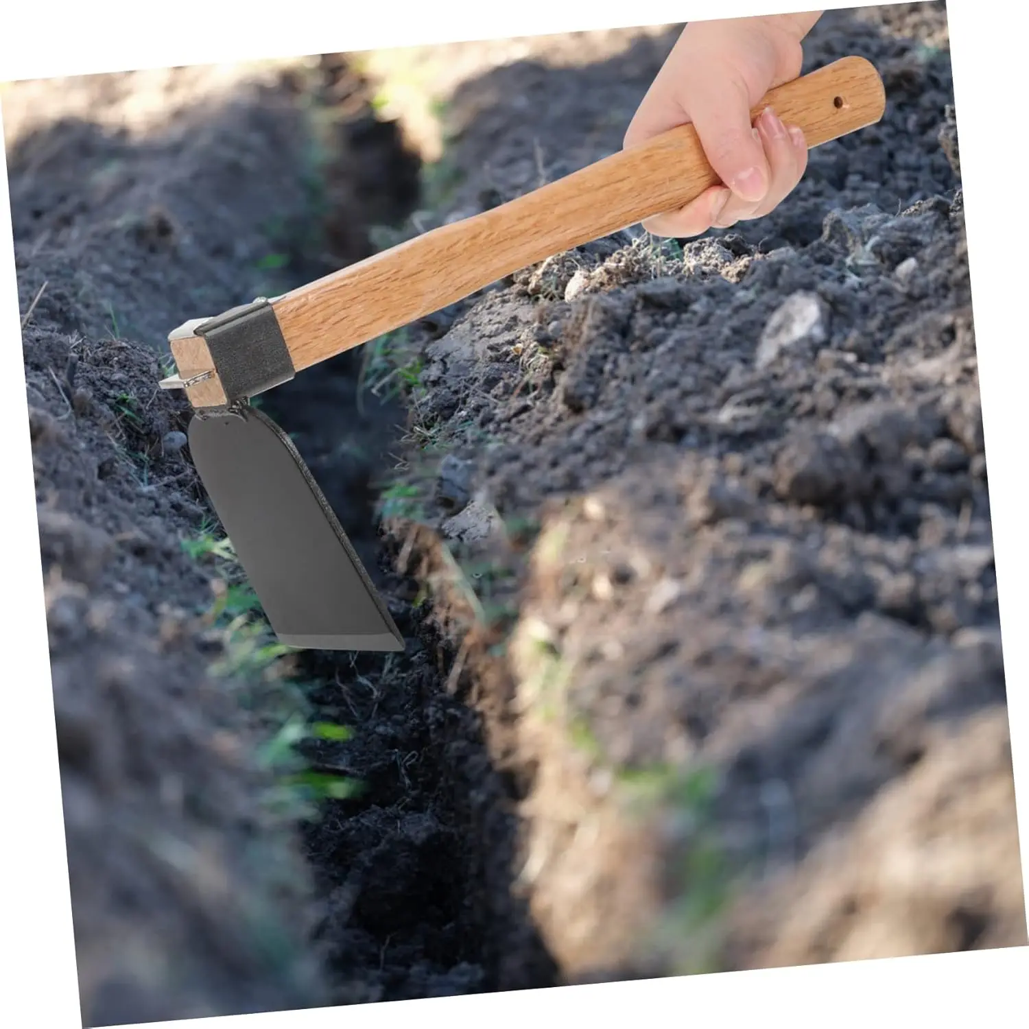 Handle Farming Hoe Garden Iron Convenient Lightweight Hand Head Digging Wooden Gardening Weeding Tool Flower  Agricultural Soil  6