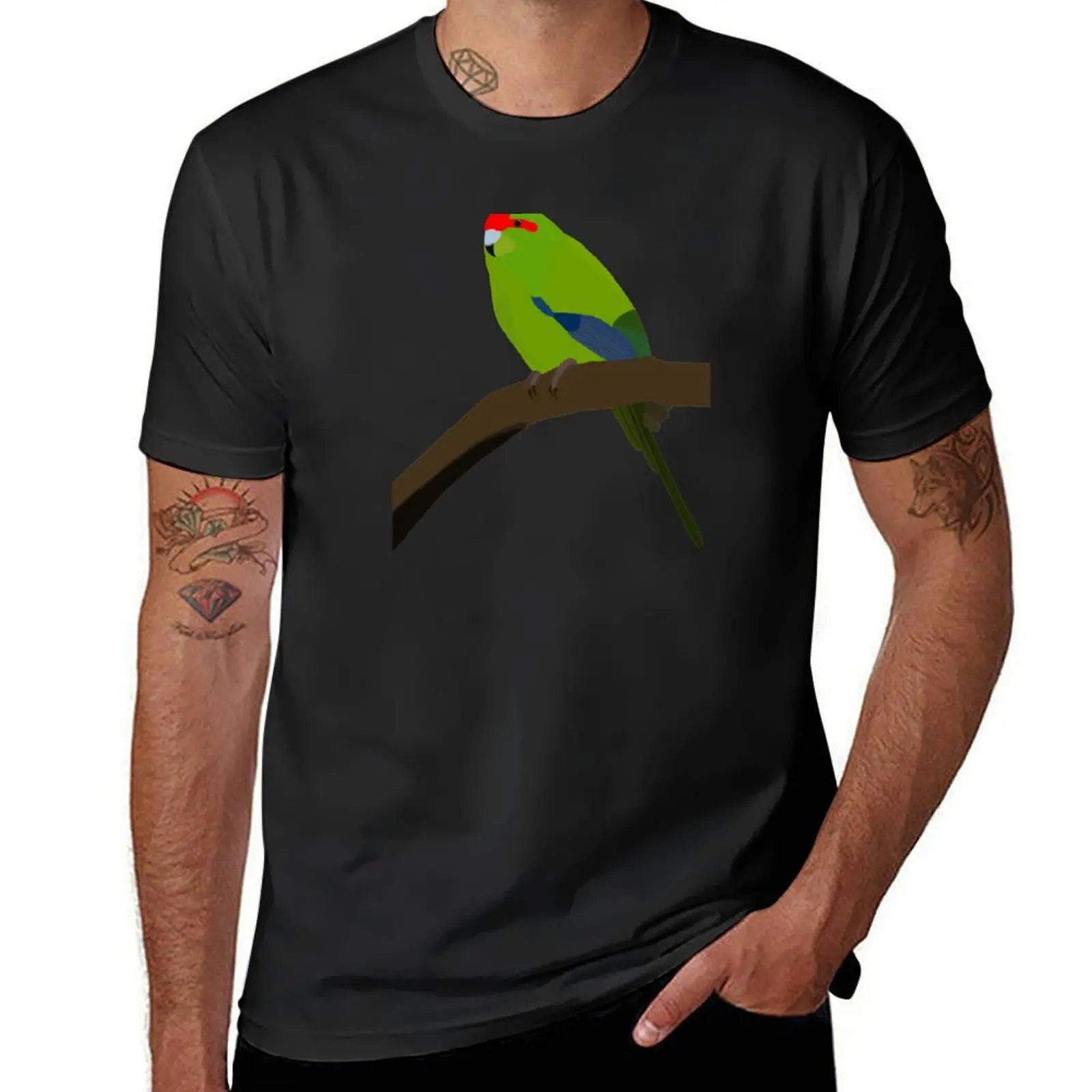 

Green Kakariki, tee-shirt, white background T-Shirt customs sweat cute clothes mens cotton t shirts