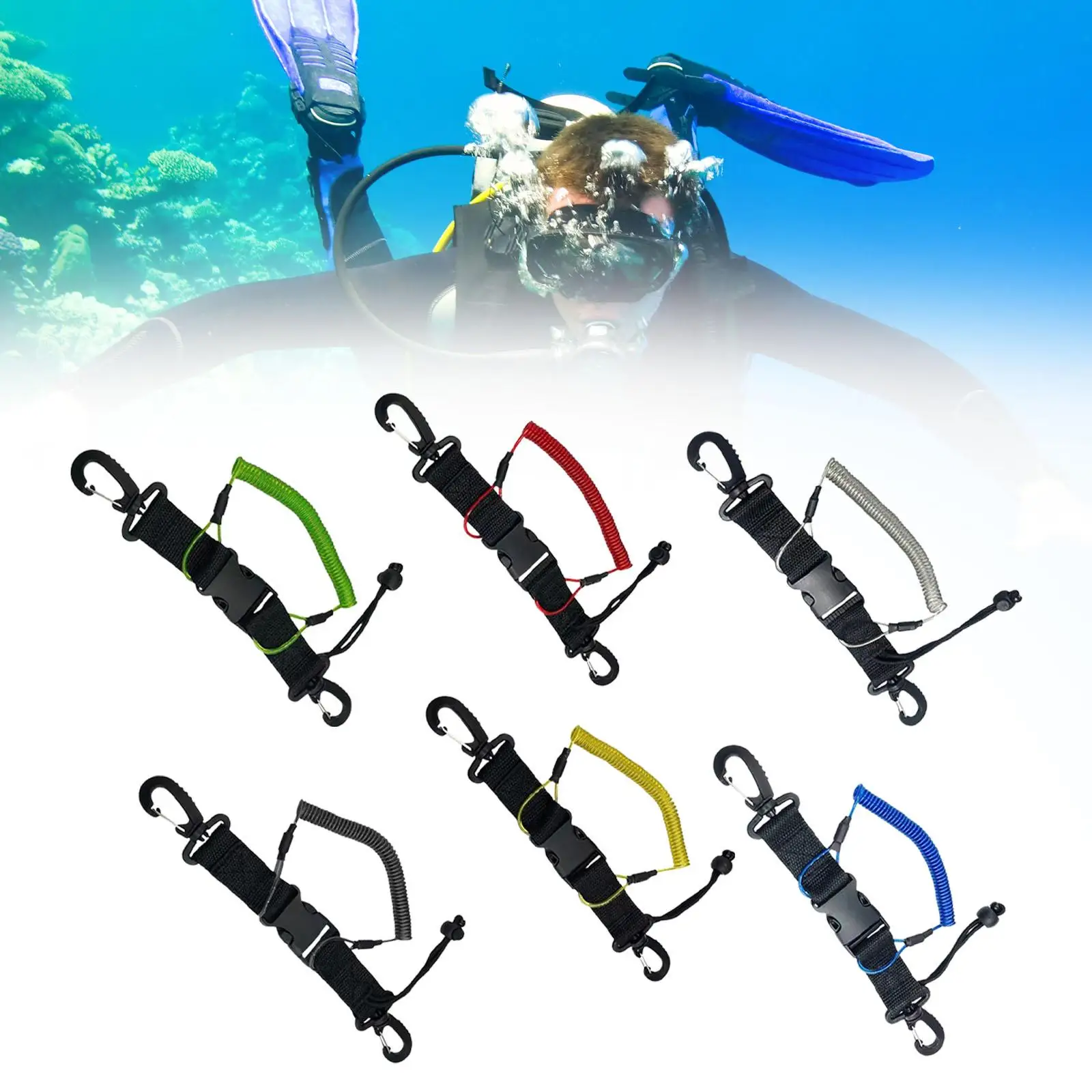 Diving Lanyard Anti Lost Portable Lightweight Freediving Lanyard Rope for Diving Snorkeling Underwater Under Water Sports Lights