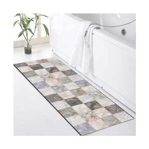 

Else Kadser Gray Marble Pattern Shower Bathtub Fronting Bath Mat