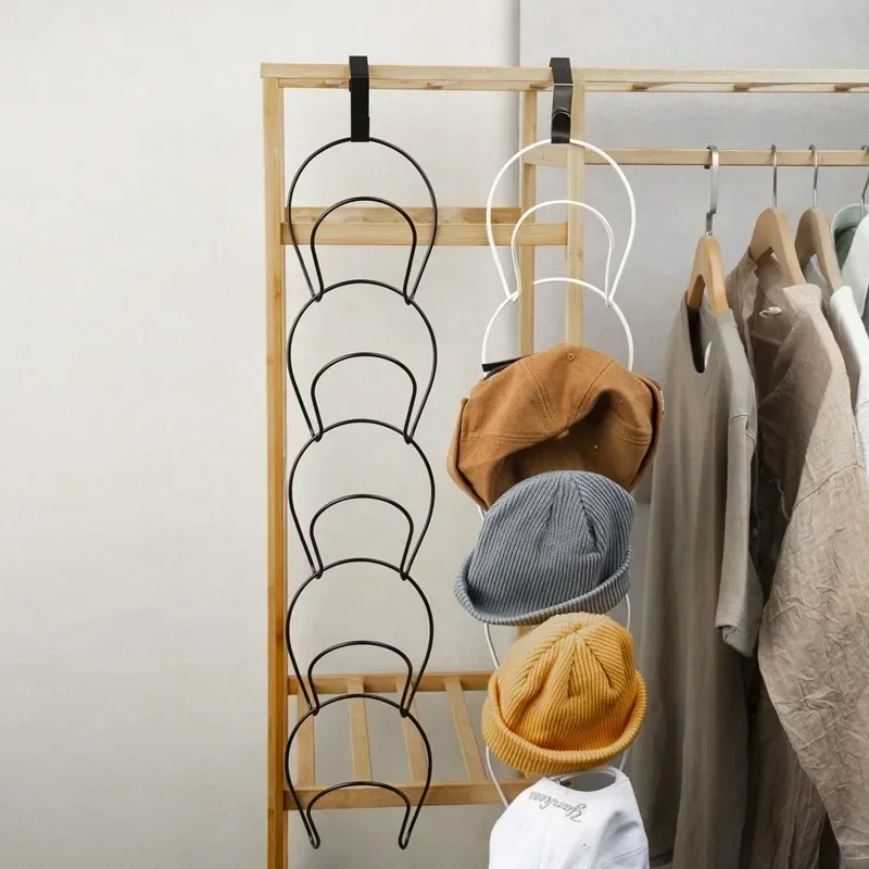 5 Hooks Storage Rack Hat Rack Hook Scarf Bag Baseball Cap Rack Organizer Storage Door Hanger Storage for Closet Bedroom