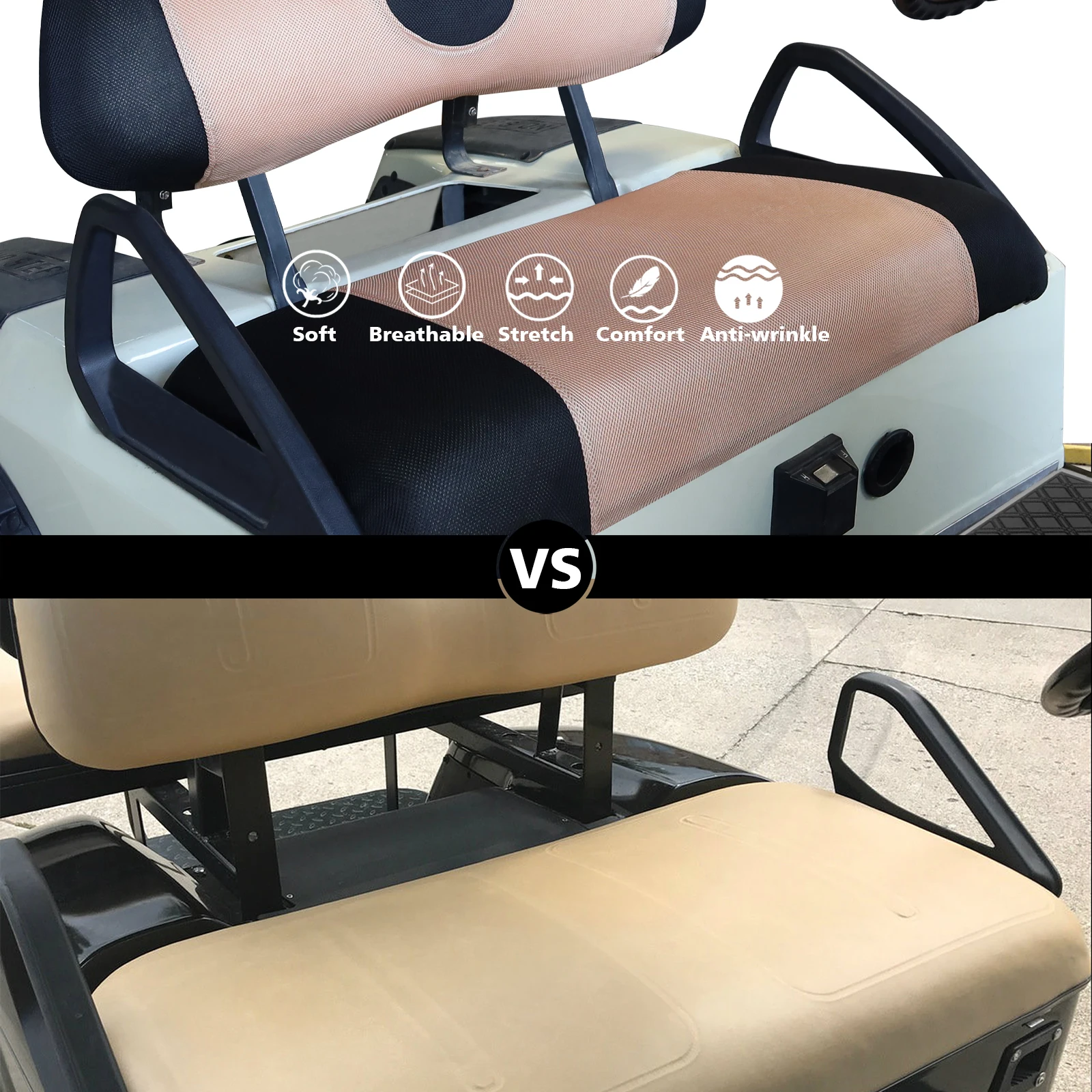 Fashion Cushion Cover Golf Cart Accessories Seat Cover Set Heat Washable Polyester Mesh Cloth for Club car / EZGO / Yamaha golf cart seat cover