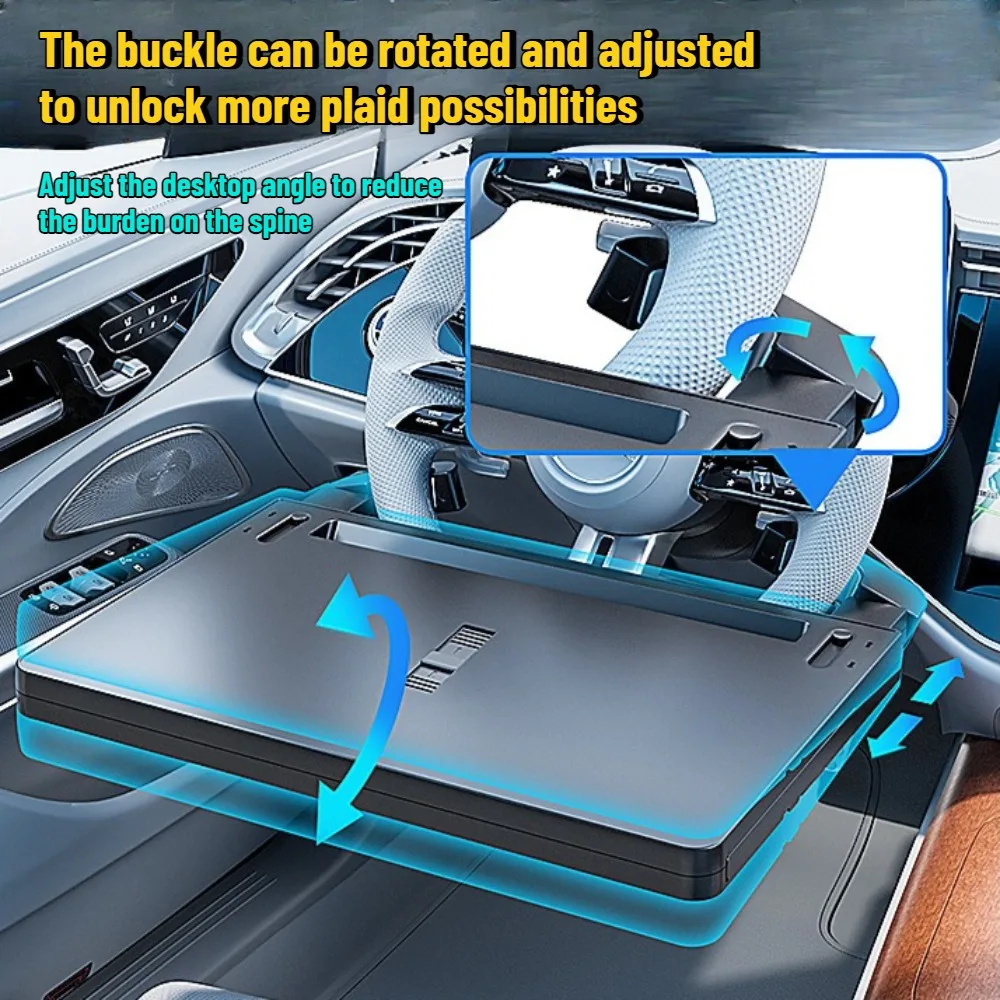Nuovo Tavolino da Auto 2026, Vassoio Porta Cibo, Scrivania Pieghevole per Laptop, Supporto per Volante Auto, Portabicchieri Regolabile, Supporto per Computer - immagine 5