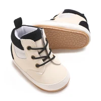 High Top New 0-18M Baby And Children's Shoes Fashionable And Sporty PU Soft Rubber Sole The First Walking Casual Sports Shoes 4