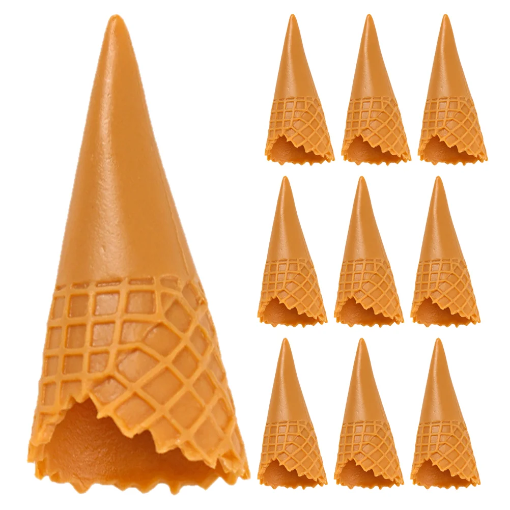 12 Pcs Crispy Cone Fake Ice Cream Food Props Candy Pretend Play Model Plastic Artificial