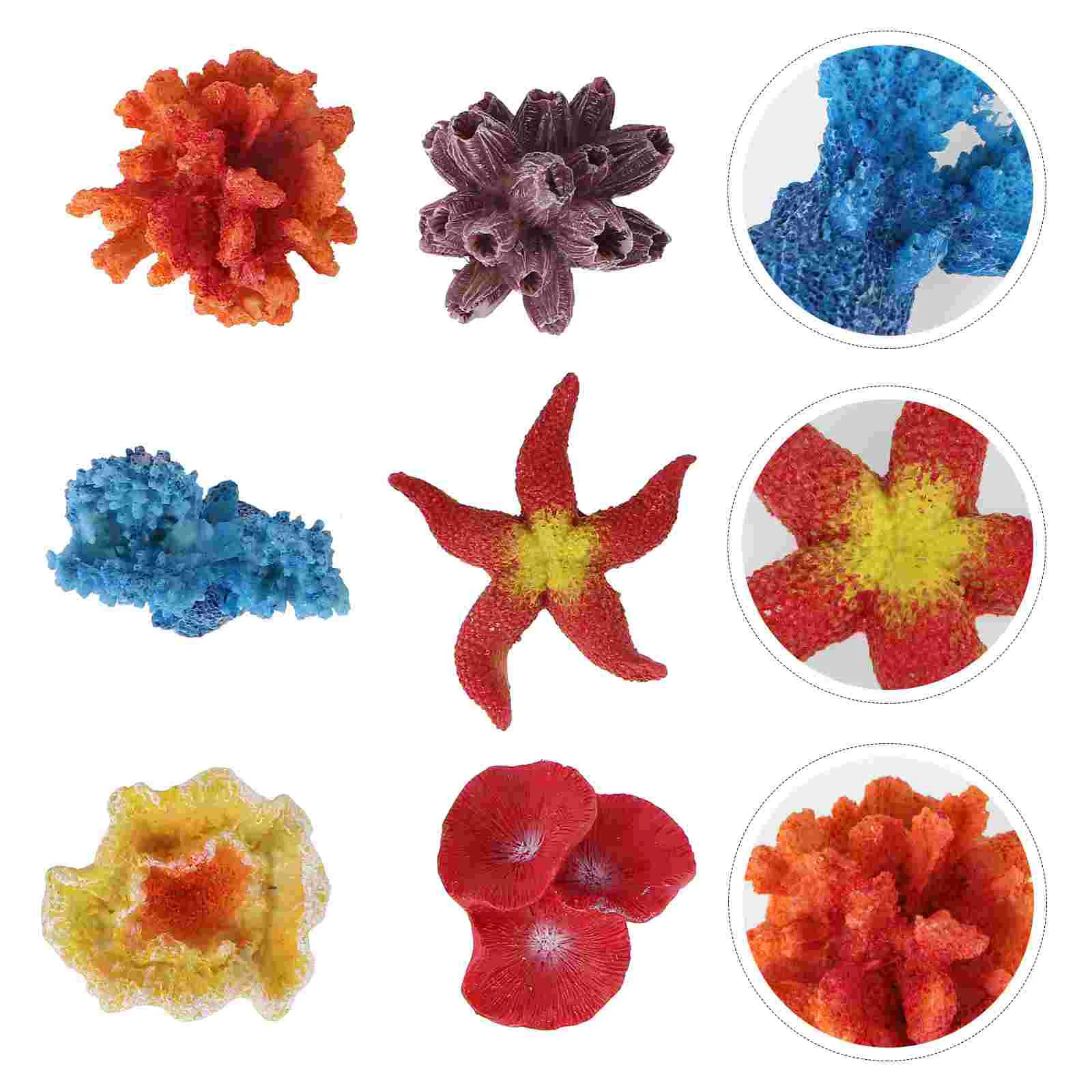 

UEETEK 6 Pcs Multicolor Aquarium Decor Artificial Sea Star Fake Coral Hiding Ornament for Fish Tank Decoration (Random Pattern)