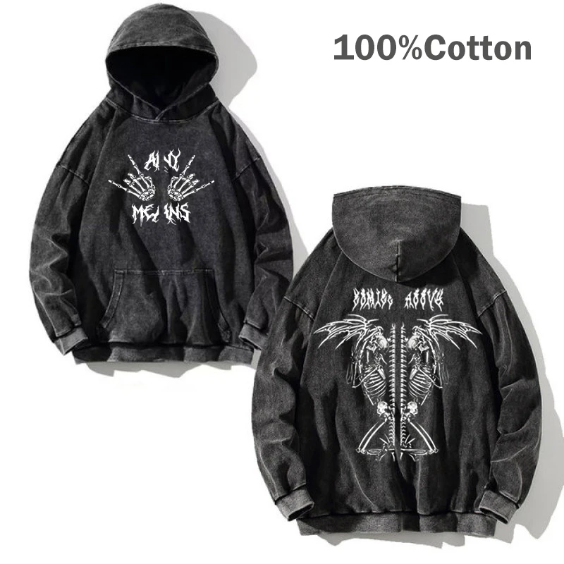 

Y2K Dark Graphics Hoodie Men's Streetwear Cotton Long Sleeve Harajuku Print Sweatshirt Women Vintage Gothic Acid Wahed Pullovers