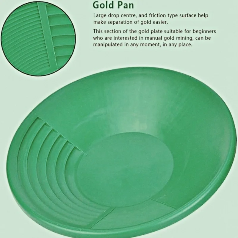 Gold Panning Pan 15 inches Gold Sifting Classifier Washing Sieve Tray Green Accessory Tool