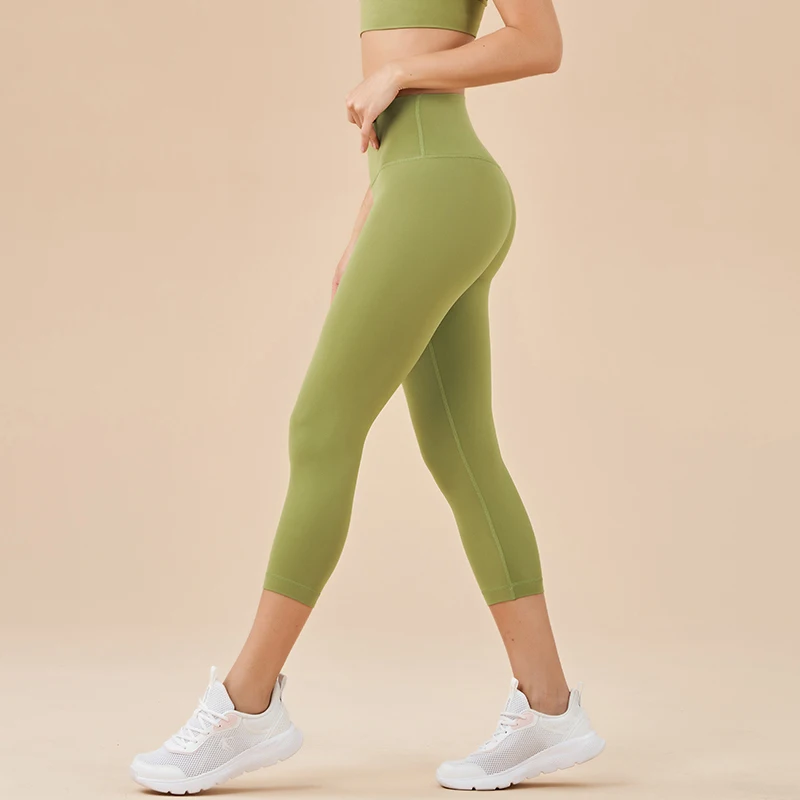 SOISOU Nylon Yoga Capri Pantaloni Leggings Pantaloni da donna Palestra Sexy Vita alta Stretto Traspirante Elastico Pantaloni sportivi per ragazza 13 colori - immagine 3
