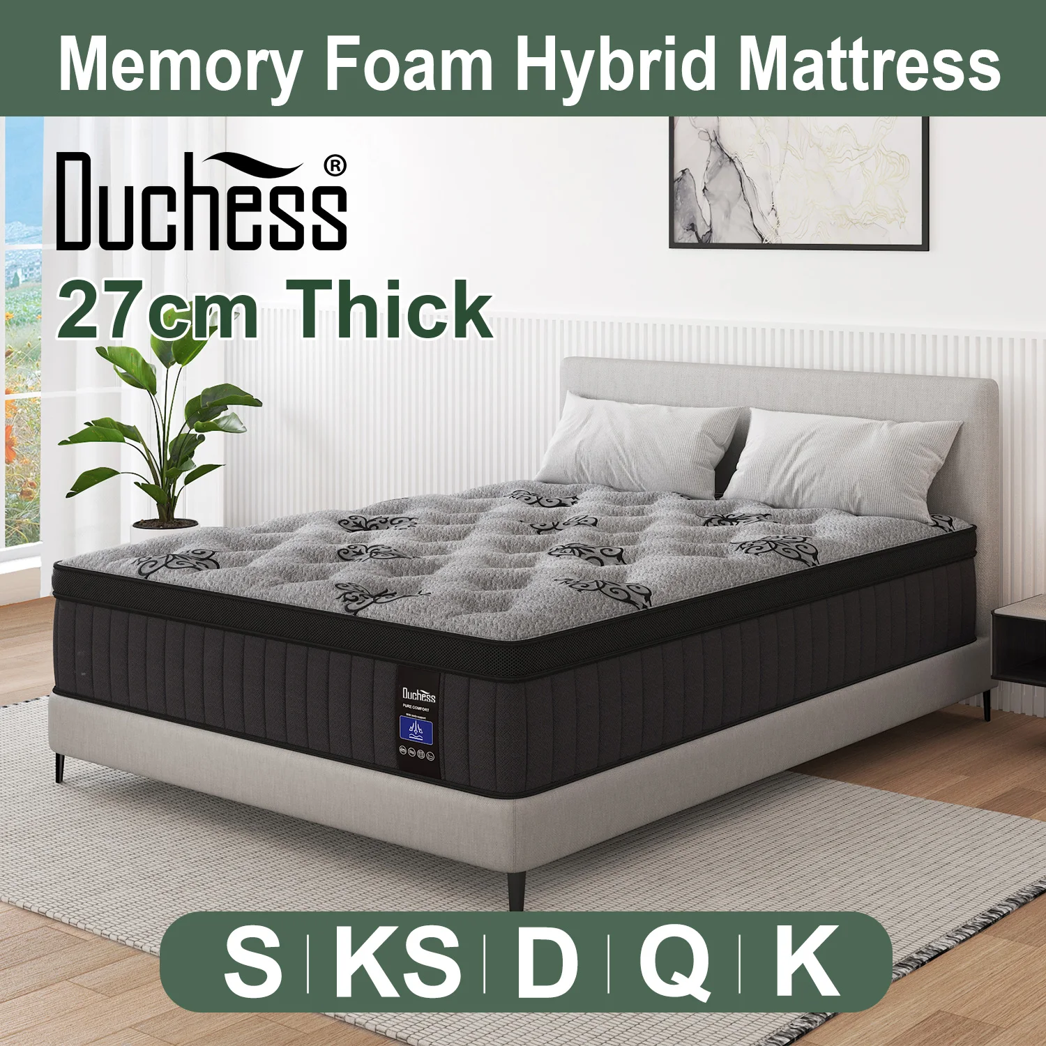 Duchess Mattress Queen Pocket Spring Gel Memory Foam Medium Firm ALL SIZE