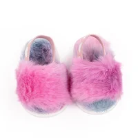 Baby Girl Winter Indoor Sandal Fluffy Colorful Design for 0-1 Year Old 2