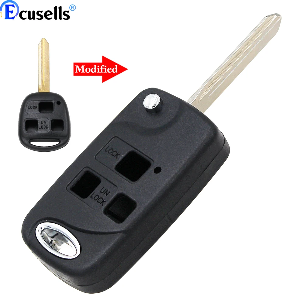 3 Button for Toyota YARIS RAV4 TOWN ACE AVALON SIENNA Flip Fob Key Case With TOY47 Blade