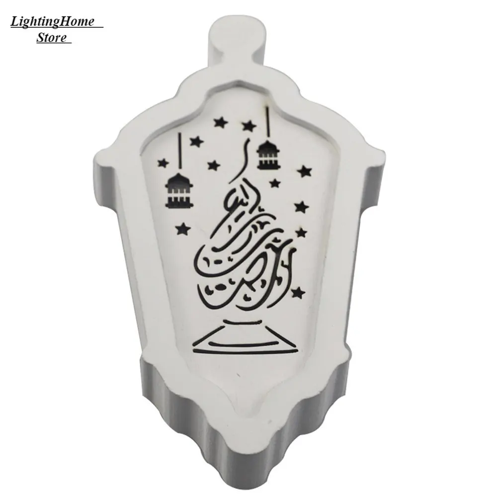 

1pc Eid Mubarak Desktop Adornment Hollow Wooden DIY LED Ramadan Festival Home Decoration Wooden Led Lamp Drop Shipping