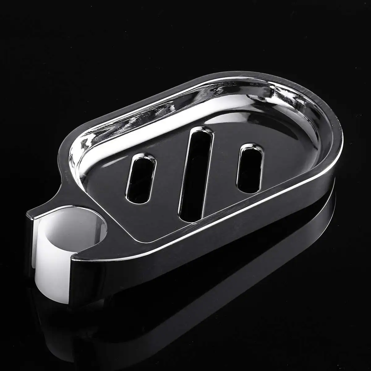 

Convenient Clip-on Soap Tray Soap Dish Adjustable Shower Rail Slide Soap Plates Smooth Bathroom Holder Silver