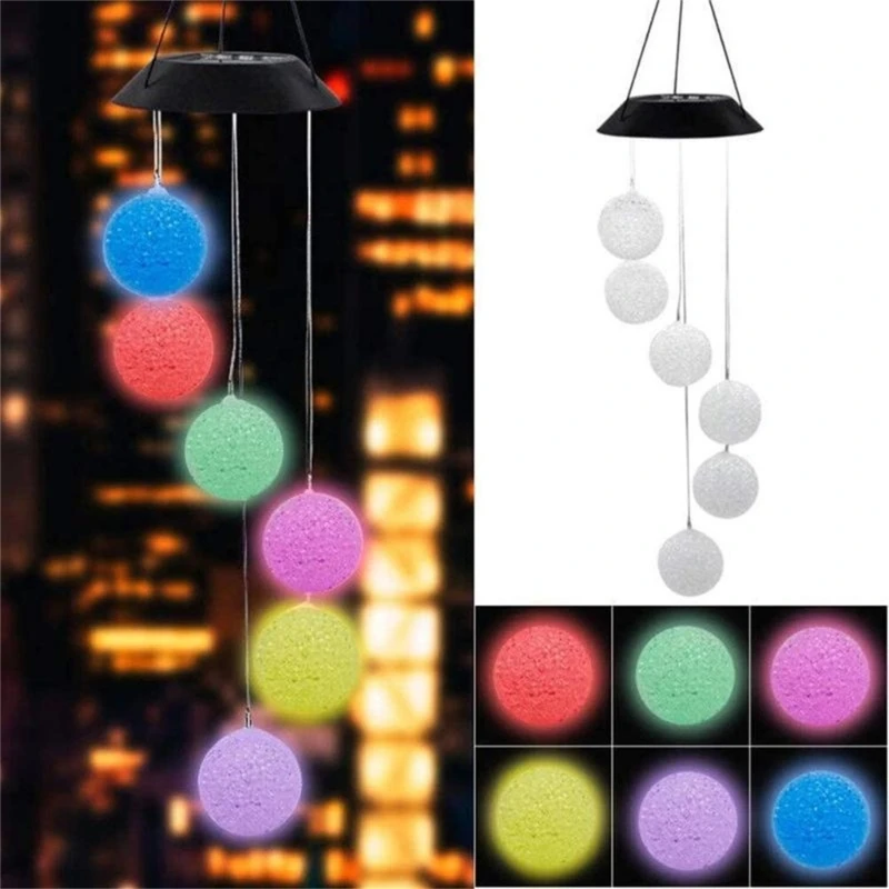 

Solar Powered Wind Chime LED Color Change Ball Solar Wind Chime Indoor Outdoor Hanging Decoration Colorful Windbell Light