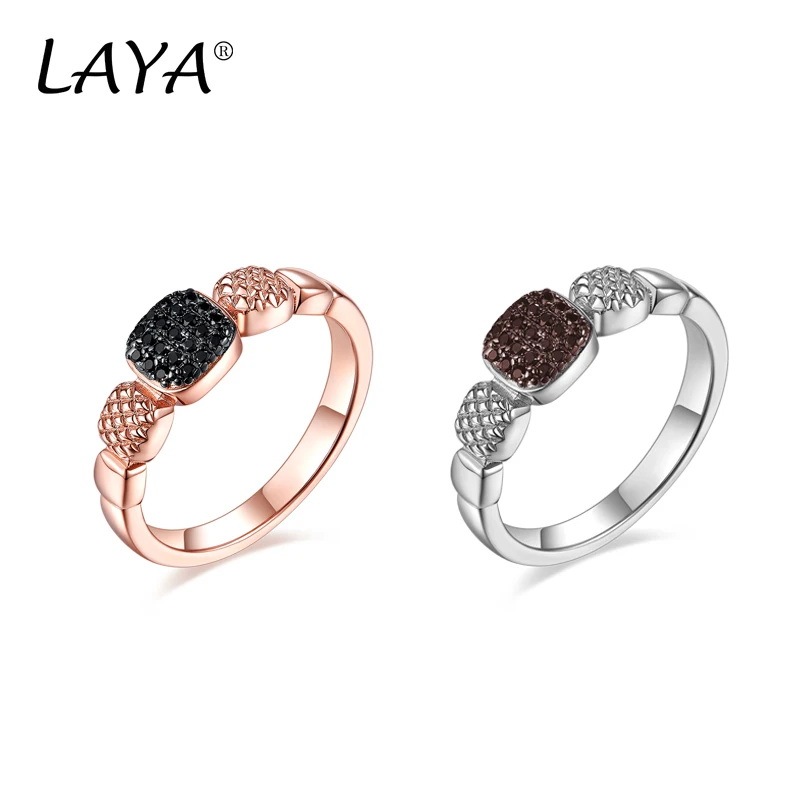 LAYA 패션 새로운 스타일 간단한 지르콘 반지 귀걸이 목걸이 세트 여자 파티 럭셔리 보석 선물