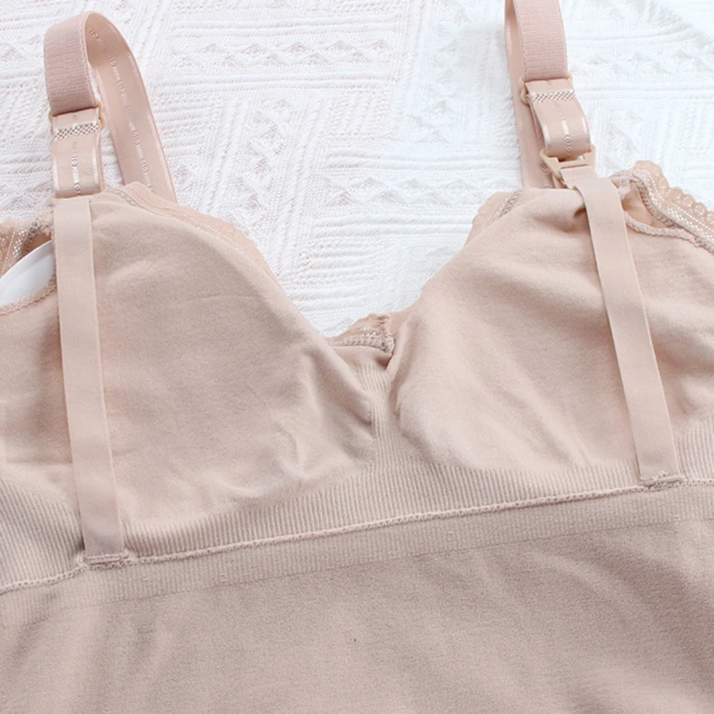 Women Breastfeeding Nursing Underwear Long Camisoles Plus Size Tank Tops Front Closure Comfortable Maternity Nursing Tank Tops 3