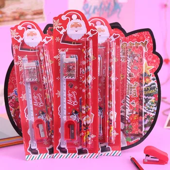 5pcs/set Cartoon Drawing Pencil Christmas Stationery Set Kids Writing Tools for Girls Christmas Gift Office School Art Supplies 2