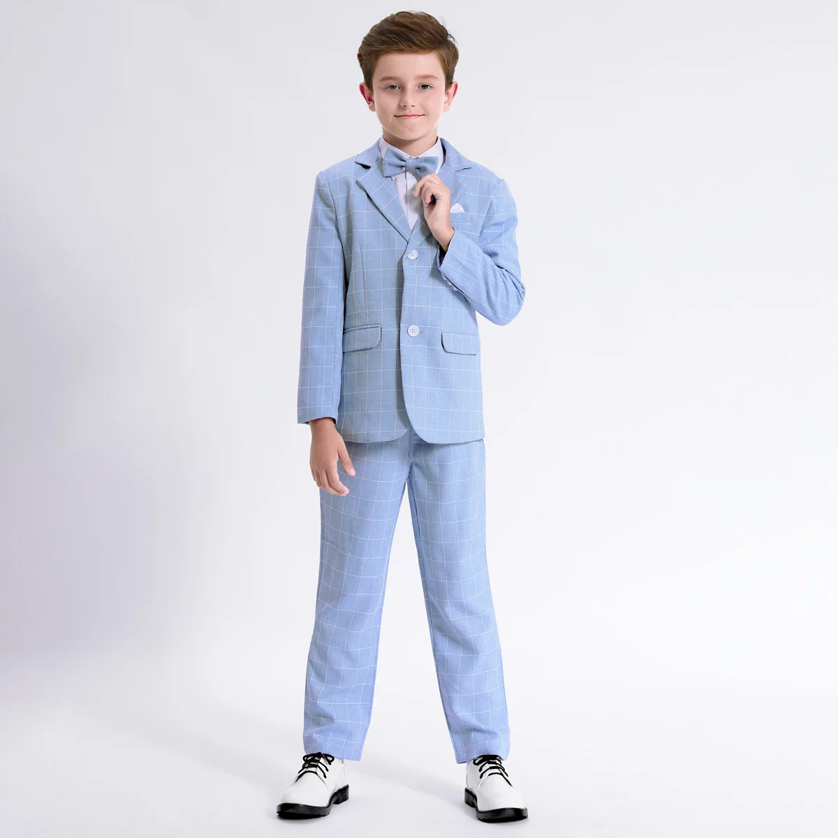 Children Suits for Boys Kids Wedding Outfit Teenager Plaid Formal Easter Tuxedo Children Blazer Flower Party Performance Costume Boys Suit Set