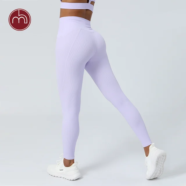 High Waist Ribbed Yoga Leggings Solid Elastic Outdoor Running Fitness Gym  Sports Pants Buttock Lifting Pilates Training Tights - AliExpress