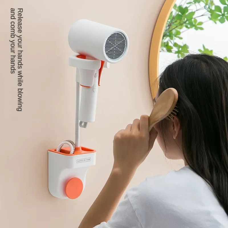 Hands Free Standing Hair Dryer Holder 360 Degree Rotation Bathroom Shelves Storage Rack Universal for Hairdryer Stand Wall Mount hair dryer holder hair tool holder storage rack storage shelf bathroom storage shelf bathroom shelf