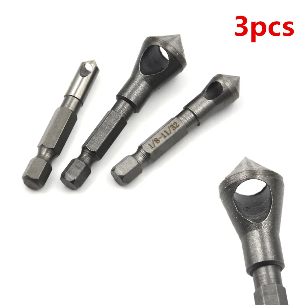 3PCS High Quality Bearing Steel Countersink Deburring Drill Bit Chamfering Power Cutting Tools