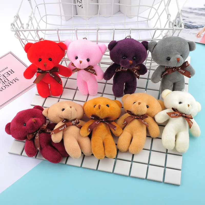 

12CM Teddy Siamese Bear Plush Toy Doll Keychain Cute Bear Pendant Child Kid Baby Toy Girl Bag Pendant Birthday Gift