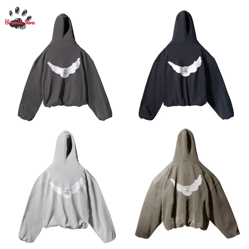 

Hip Hop Kanye West Sweatshirts Pigeon Print Hoodies Oversized Men Woman Retro Classic YZY Hooded Pullovers Winter Clothes