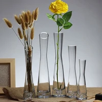 1pc Transparent Glass Flower Vase Small Vase Hydroponics Plant Flower Terrarium Luxury Room Table Home Decor Wedding Decoration 1