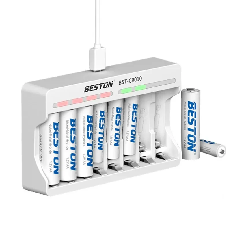 

8-slot USB Individual Battery Smart Charger with 5V 2A Fast Charging Function 1.2V for Ni-MH Ni-CD AA AAA Rechargeable Batteries