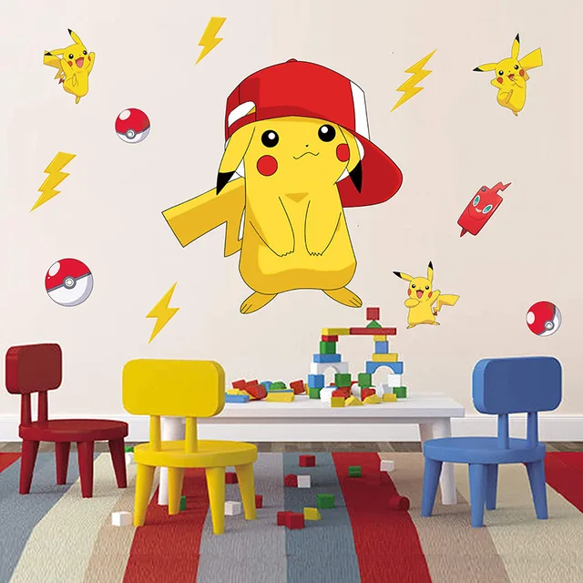 Compre Adesivos de parede pikachu, animais de desenho animado, animais de  estimação, elfos, autoadesivos, grafite, decoração de quarto infantil