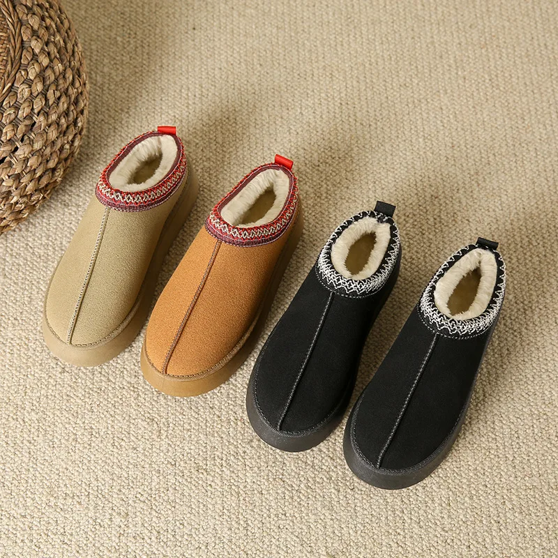 

2023 New Women's Wool Slippers Warm Platform Wool Slipperswomen Slippers Women Sheepskin Slippers Women Shoes