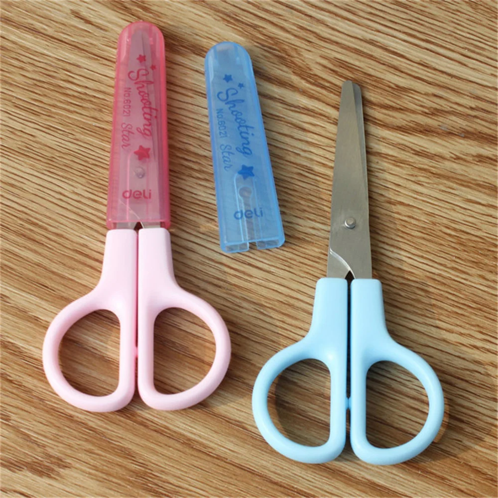 Deli Cute Child Mini Saftey Scissors 120mm Stainless Steel Paper Cutter Tool School Office Supply Creative Student Stationery guangbo color scissors crafts paper cutting scissors anti sticking stationery office student school cute utility paper cutter