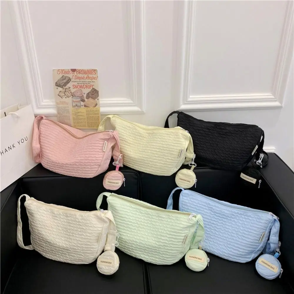 

Korean Style Bubble Handbag Storage Bag Fresh Color Large Capacity Crossbody Bag Fashion Design With Coin Purse Girls