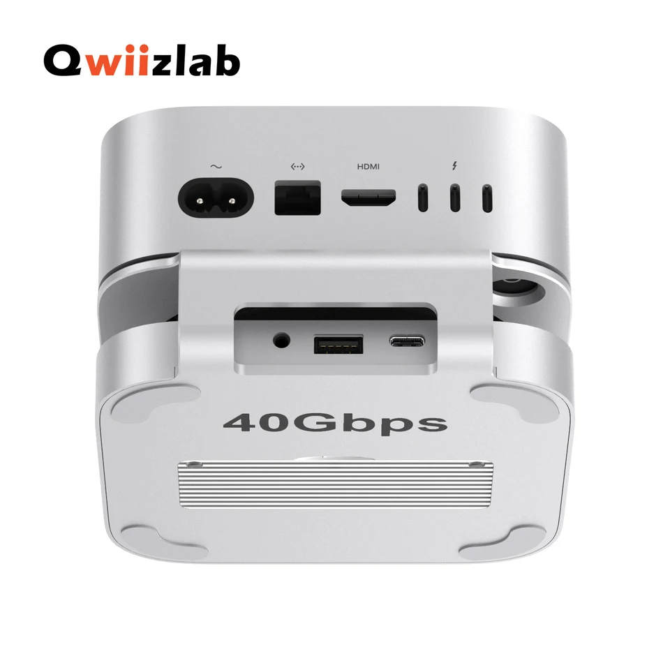 Hub Usb 4 40Gbit/S Et Support Pour Mac Mini M4/M4 Pro, Station D Accueil Entierement En Aluminium Avec Boitier Ssd M 2 40gbit S Nvme Pcle 3 Ports Usb 2 0 Audio 3 5 Mm Hote Usb4