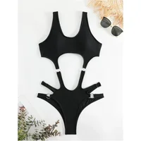 Black Punk Bikini Rings Sexy Bandage Luxury Swimsuit Cut Out Micro Bikinis Extrem Push Up Monokini Women Goth Swimwear Beach Set
