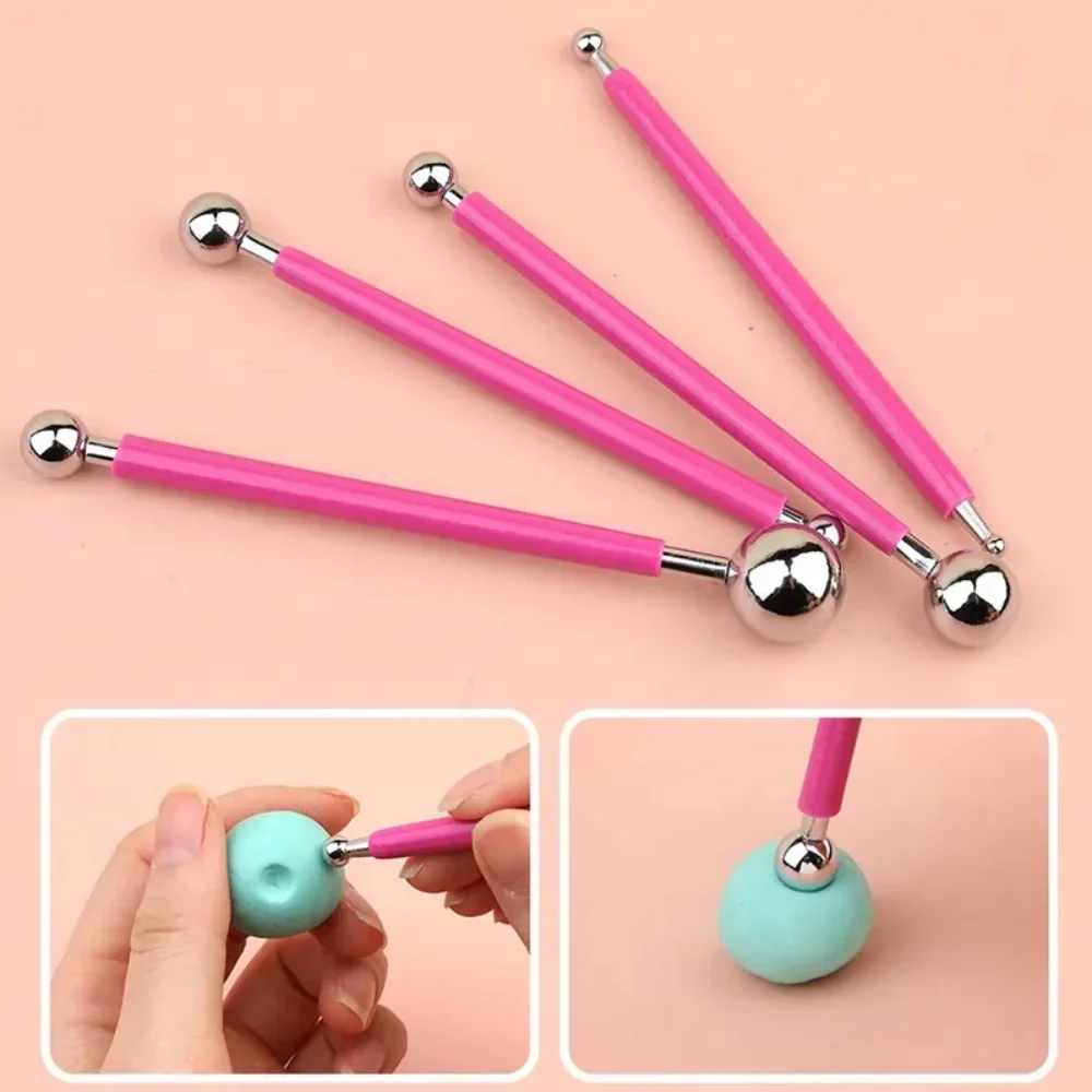 4pcs Sculpture Modeling Tools Clay Tools Dotting Sculpting Modeling ceramics Set Double-Ended Metal Ball Cake Decoration Tool polymer clay tools pottery sculpting tools clay sculpting tools pottery tools clay craft tool mandala dotting tools