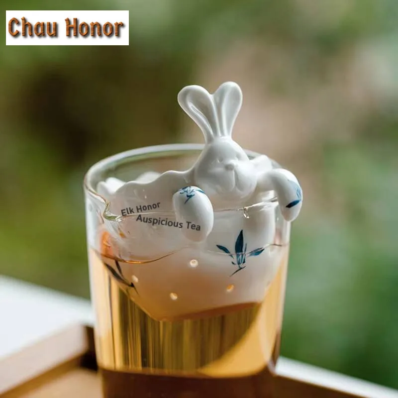 Pure Hand-painted Butterfly Orchid Ceramic Tea Infuser Creative Rabbit Loose Tea Leaf Spice Tea Filter Holder TeaSet Accessories