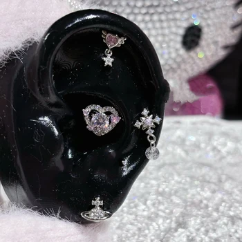 1 Pcs Small Angel Star Cross Love Heart Ear Bone Nail 316L Stainless Steel Allergy Prevention Women Cool Girl Jewelry 1