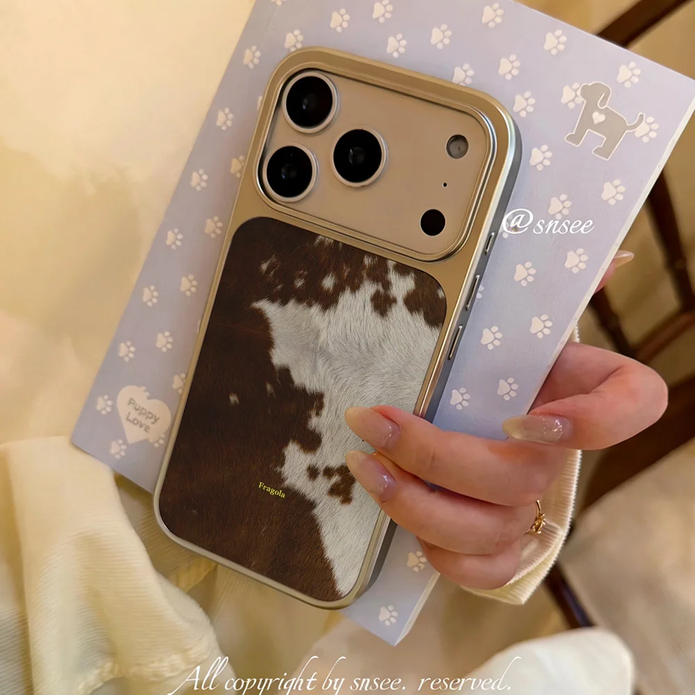 Braun-weiße Kuh Handyhülle für iPhone 17 16e 16 15 14 13 12 11 Air Pro Max X XR XSMAX 8 7 Plus Luxuriöse transparente weiche Rückabdeckung