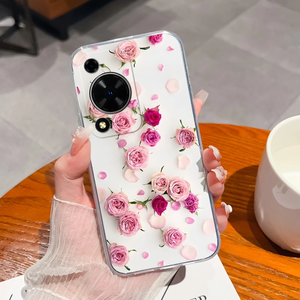 Cute Bear Flower Clear Protective Anti-Drop Phone Case - Soft TPU Cover