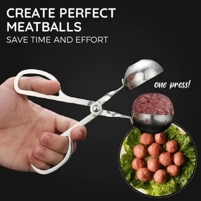 Melon Baller Scoop, Meatball Scoop Ball Maker Meat Baller Tongs Stainless  Steel Cake Pop Maker (L)