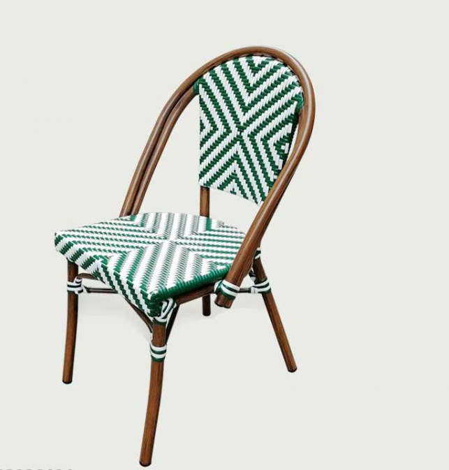 French Dining Chair Cafe Table Chair Nordic Rattan Retro Back Stool Balcony Leisure Rattan Courtyard Outdoor