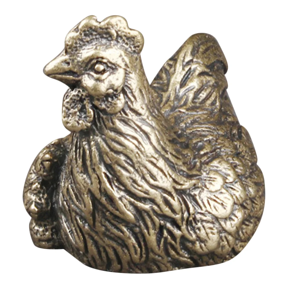 

Old Hen Bronzeware Good Luck Chicken Statue Christmas Decorations Gold for Bedroom Crafts