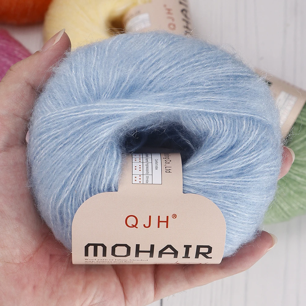 QJH 1PC 25g Fine Mohair Yarn for DIY Crocheting and Knitting