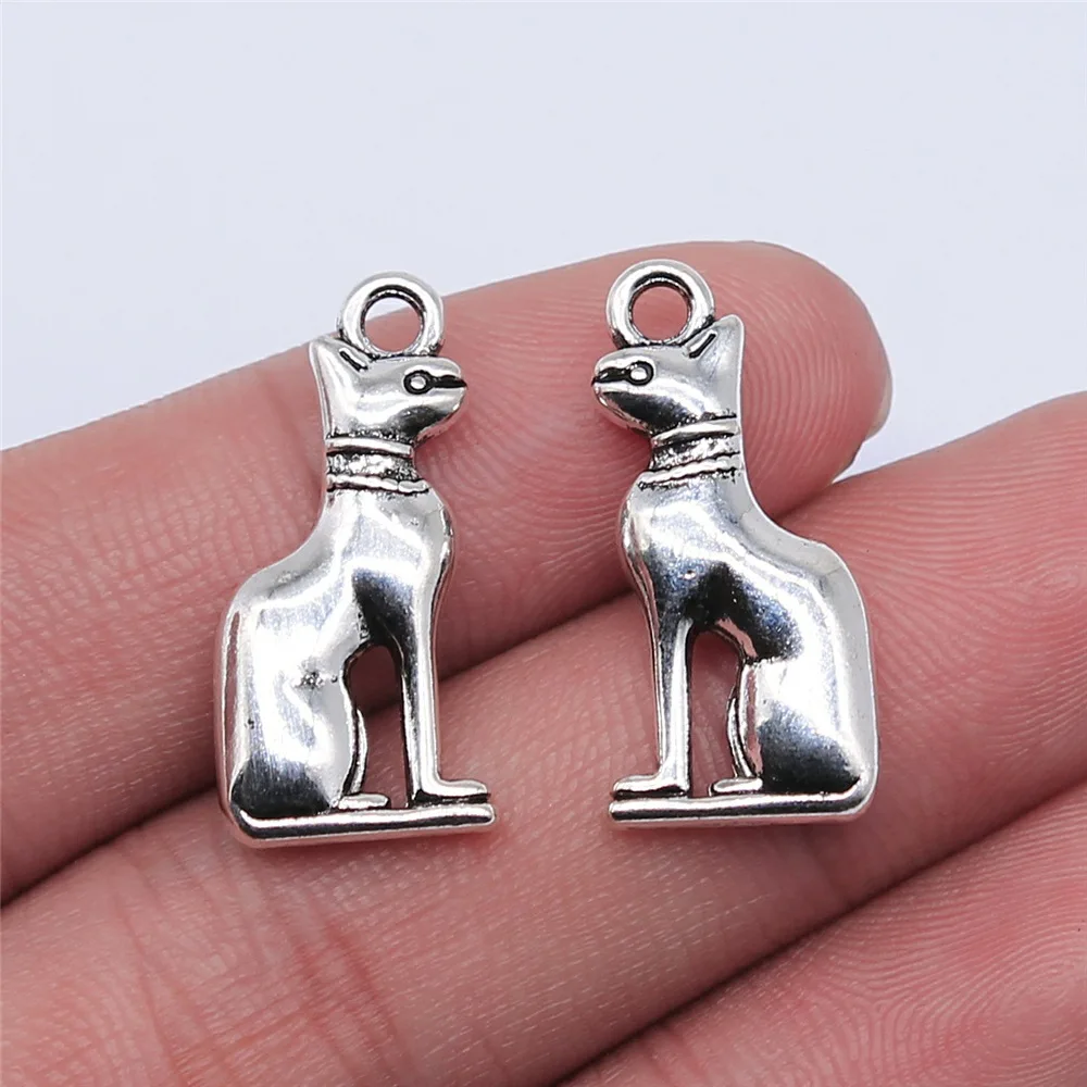 10pcs 신비한 고대 이집트 피라미드 호루스의 눈 죽음의 신 Anubis Bastet 매력 키 체인 만들기 팔찌 만들기