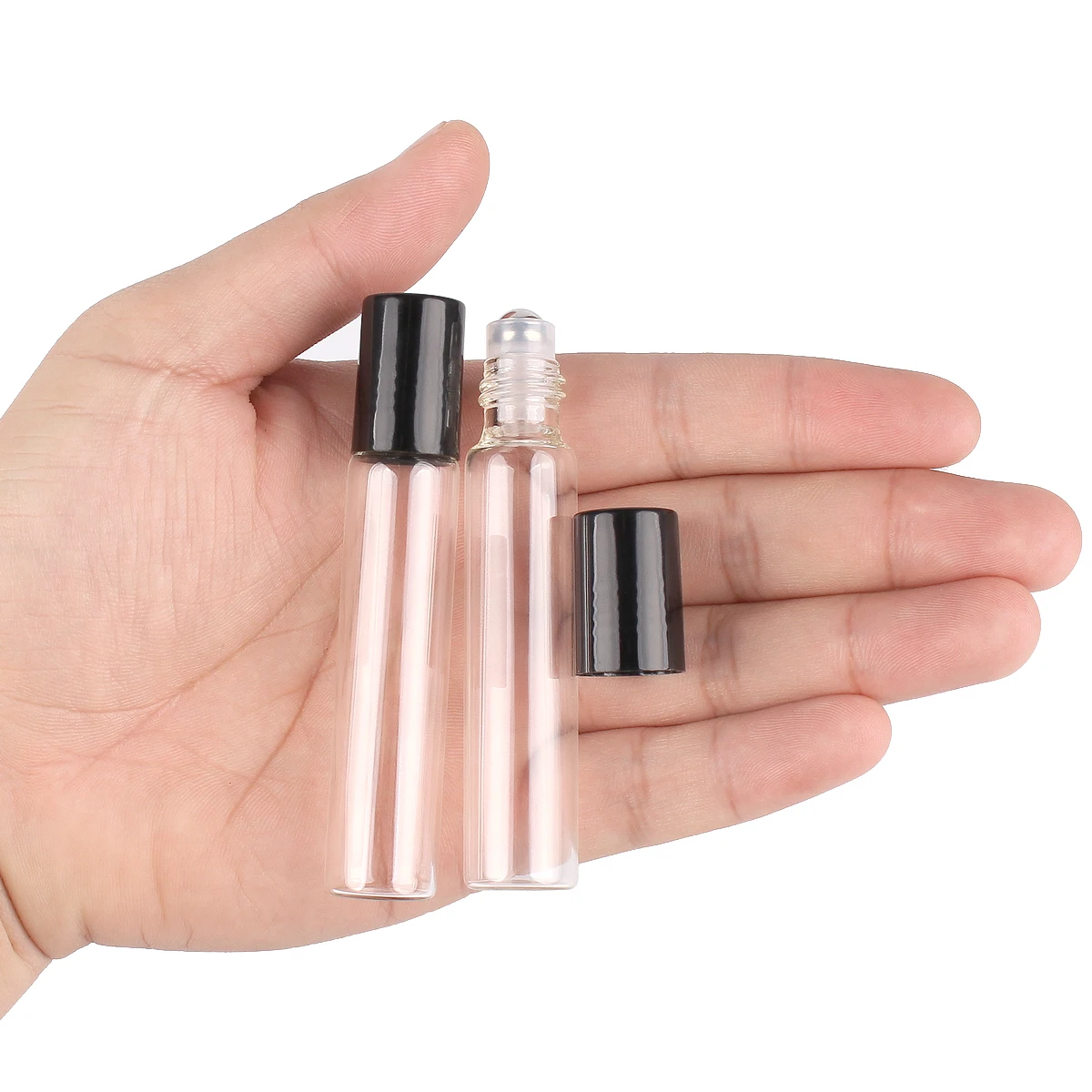 5 Pieces 5ml/10ml Amber/Transparent Glass Roll on BottlesStainless Steel Roller Ball for Aromatherapy Portable Trave