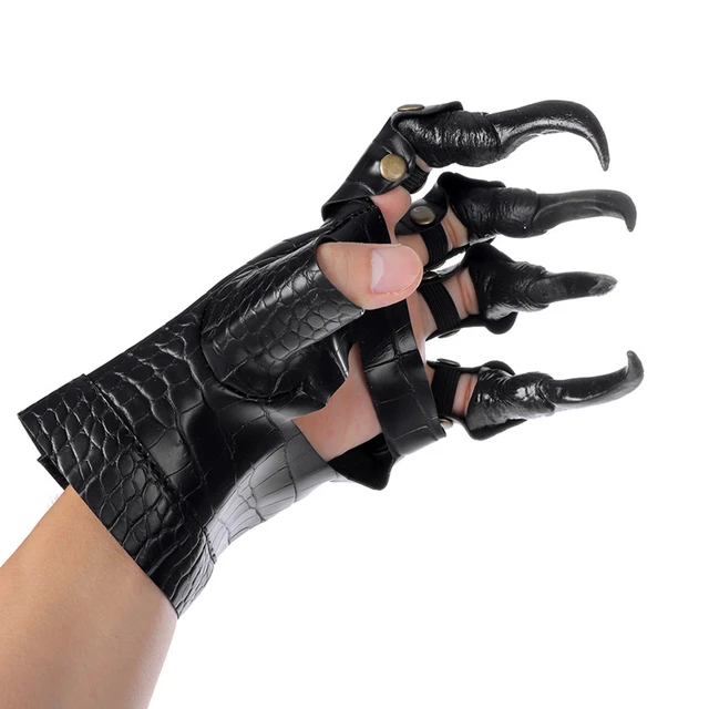 OLYPHAN Guantes de garra de gato, accesorios de disfraz negros para mujer,  guantes de animales traviesos de uñas largas para Halloween, accesorio de