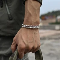 Retro Alloy Double Layer Bracelet Simple Men's Imitation Braided Shape Adjustable Cuff Bracelet Fashion Jewelry 1
