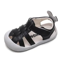 Cut-outs Newborn Shoes Toddler Girl Sandals 2024 Summer Baby Cirb Shoes Boy Black White Pink Cute Baby Girl Bunny Sandals E02221 6